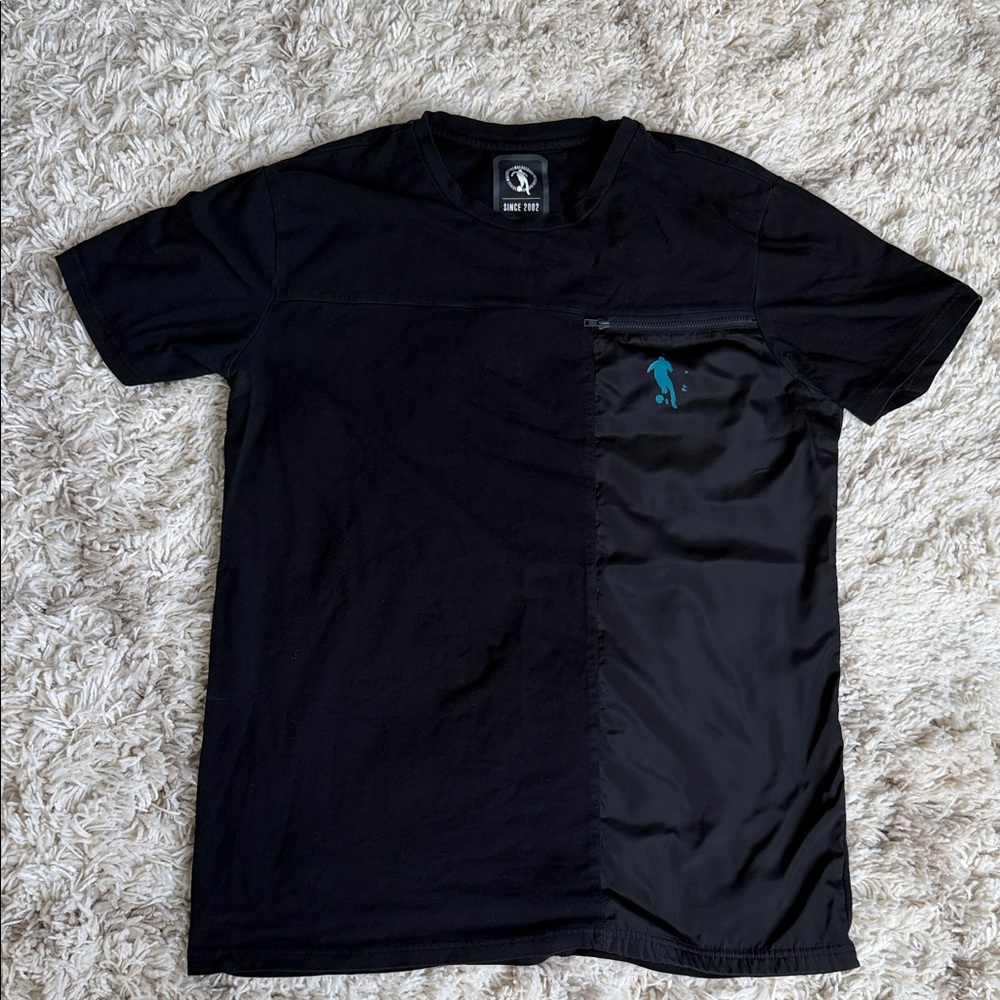 Bikkembergs Black Short Sleeve Tee with Teal Logo Accent